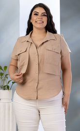 BLUSA PLUS SIZE TIPO CARGO CON BOLSILLO P750